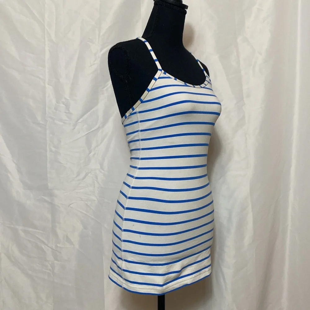 Lululemon White Blue Striped Yoga Athletic Tank Top 4 - Picture 3 of 13